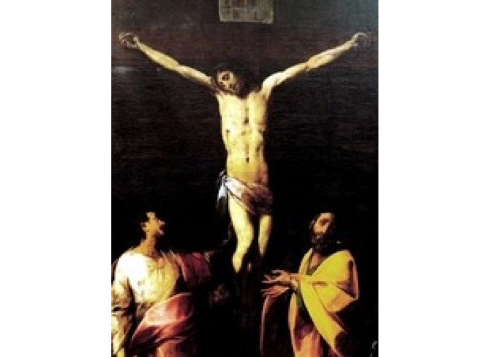 Il Cerano, "Crocifisso con i Santi Giacomo, Filippo, Francesco", Cappella del seminario di Seveso